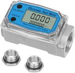 UwinVwin 1" 2.6-26 GPM Inline NPT Thread Flowmeter, Digital Turbine Fuel Flow Meter, for Water, Diesel, Gas Oil, Gasoline, and Other Liquids - Supports Gallon, QTS, PTS, L, m³ with 3/4 in Adapters