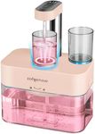 ZOFGENOW Automatic Mouthwash Dispenser for Bathroom,Bathroom Accessories 17.6 FlOz Dispensers with Magnetic Cups,Adjustable Dispensing Levels, Wall Mounted Dispenser,Suitable for All Age Groups,Pink…