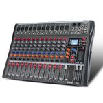 MIZISNR 12 Channel Audio Mixer, Professional Digital Sound Board DJ Mixers with 48V Phantom Power, Bluetooth MP3 USB Interface Stereo Mixing Console Analog Mixer (AX-120)