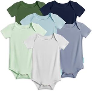 PurComfy Bamboo Rayon Short Sleeve Baby Bodysuits, Premium Soft Bodysuits Unisex Boy Girl White Bodysuit 0-3-6-9-18-24 months, 6-pack