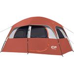 CAMPROS Tent-6-Person-Camping-Tents, Waterproof Windproof Family Tent with Top Rainfly, 5 Large Mesh Windows, Double Layer, Easy Set Up, Portable with Carry Bag, for All Seasons - Red