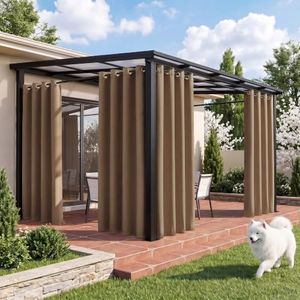 RYB HOME 4 Panels Outdoor Curtains for Patio Waterproof Thermal Insulated