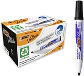 BIC Velleda 1701 Whiteboard Marker Large Bullet Tip - Black Ink, Box of 12 Dry Erase Markers