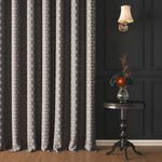 Story@Home Blackout Curtains for Door 7 Feet Long Set of 3, Thermal Insulated, Hexagon Design 100% Room Darkening Blackout Curtain | Noise Reducing Curtains for Living Room, 116 x 215 cm, Grey