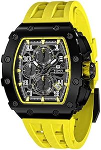 TSAR BOMBA Reloj de Lujo Hombre - Cristal de Zafiro - Movimiento de Cuarzo Japonés - Cronógrafo Watch - Impermeable 50M - Correa de Silicona - Calendario Luminoso - Regalos para Hombres