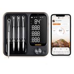 INKBIRD Truly Wireless Meat Thermometer with 4 Probes,Bluetooth Meat Thermometer with Backlit LCD Screen,WiFi Smart Food Thermometer Rechargeable for BBQ Smoker Grill Oven Rotisserie