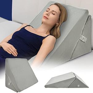 COSTWAY Oreiller Anti-Stress Triangulaire, Coussin Thérapeutique Post Opératoire, Élévateur de Jambes, Soulager Douleur de Dos, Genoux, Circulation, Respirant Lavable (Gris)