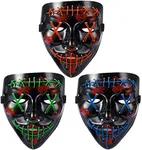 Tackview Halloween Scary Mask LED Mask LED Purge Mask [3PACK] LED Light Up Mask EL Wire Light Up for Festival Cosplay Halloween Costume Halloween Festival Party