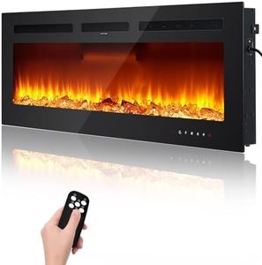 GARVEE Electric Fireplace 60 Inch, Wall Mounted Electric Fireplace, Remote Control with Timer, Touch Screen, Adjustable Flame Color and Speed, 750W/1500W