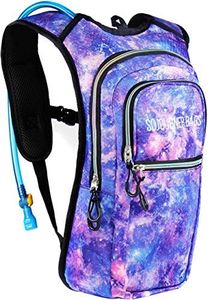 SoJourner Bags Rave Hydration Pack Backpack - 2L Water Bladder included for festivals, raves, hiking, biking, climbing, running and more One Size Galaxy