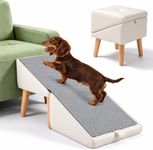 Dog Ramp for Bed and Couch, 16" High Foldable 2-in-1 Dog Ramp Ottoman, Solid Wood Frame with Non-Slip Mat, Easy to Assemble & Clean Pet Ramp, Pet Stairs Alternative Safe for Small Senior Injured Dogs