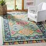 Zayan Rugs Wool Carpet with Loop Pile 10c.Textured Yarn Anti Shedding Rug Size 5x8 feet Multicolor