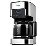 VonShef Filter Coffee Machine - 1.5L Drip Coffee Maker with Hot Plate & Programmable 24 Hour Timer, 900W, Digital Display, Keep Warm Function, Reusable Filter, 12 Cup Capacity - Silver.