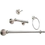 WholesalePlumbing 4-Piece Bathroom Hardware Accessory Set with 24" Towel Bar - Satin Nickel