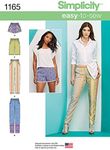 Simplicity 1165 Misses Slim Pull-On Pants, Shorts in 2 Styles Easy Sew Size: R5 (14-16-18-20-22)