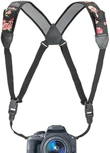 Camera Strap Chest Harness with Floral Neoprene and Accessory Pockets by USA GEAR - Works with Canon Nikon Fujifilm Sony Panasonic and More DSLR Point & Shoot Mirrorless Cameras