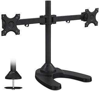 Mount-It! Dual Monitor Stand | Double Monitor Free Standing Desk Mount | Arms Fit Two x 19 20 21 22 23 24 Inch VESA 75 100 Compatible Computer Screens | Interchangeable Grommet Base Also Included