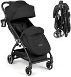 Ickle Bubba Aries Max Autofold Stroller - Feather-Light Design, Multi-Position Recline, Handy Auto-Fold Mechanism, Large Seat from Birth to 22kg with Footwarmer and Cup Holder (Black)