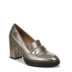 Naturalizer Women's Dabney Slip on Heeled Loafer Pump, Pewter Metallic, 8 Wide