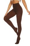 DUCMODA Womens 80 Denier Opaque Tights, Women's Soft Solid Color Footed Pantyhose, High Waist Stocking with 30+ Colors-S-M-Coffee