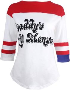 Udekit T-Shirt Raglan Elastica per Donna Ragazze Harley Costume Cosplay Small Size