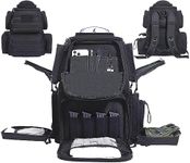 ADUSASA Gun range backpack Holds 6 full size pistols,Pistol range bag with 11 magazine slots,Suitable for training Pistol bag(Black)