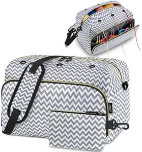 IBFUN Crochet Yarn Knitting Bag 2 Pcs Yarn Storage Organizer Crocheting Bags for Beginners with Shoulder Strap for Knit Accessories Needles Hooks