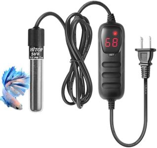 HITOP Mini Submersible Aquarium Heater - 50W Digital Heater for Fish Tank Turtle Tank 5-15 Gallon, Saltwater and Fresh Water with Temperature Controller (50W)