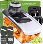 Mandoline Slicer for Kitchen - Vegetable Slicer Spiralizer & Grater - Mandolin Veggie Potato Fruit Slicer Julienne Cutter Zucchini Spiralizer - Kitchen Tools & Gadgets (6-in-1 White)