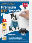 JOYCUT ART DTF Transfer Film -A4（8.3"×11.7"）30 Sheets Double-Sided Matte Finish, Clear Pretreat DTF Film for DTF Epson Inkjet Printer,Direct to Film Transfer Paper on T-Shirts