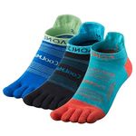 TRIWONDER 3 Pairs Toe Socks Five Finger Socks Running Socks Split Toe Socks Breathable Sport Sock Mini Crew Socks (Low Cut - Blue + Light Blue + Black, L)