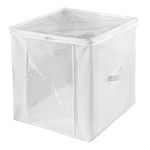 InterDesign Non-Woven Fabric Foldable Storage Zipper Cubes for Clothing, Linens Pack of 2, White