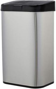 Amazon Basics Poubelle automatique en acier inoxydable, Rectangulaire, 60 litres, Argenté/Noir