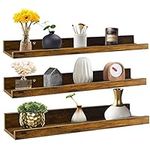 Giftgarden 24 Inch Floating Shelves Wall Mounted Set of 3, Rustic Large Wall Shelf with Picture Ledge for Bathroom Bedroom Kitchen Living Room