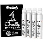 Jumbo White Chalk Pens - 15mm Window Markers | Pack of 4 White Pens - Use on Cars, Chalkboard, Whiteboard, Blackboard, Glass, Bistro | Loved by Teachers, Artists, Businesses