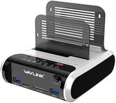 WAVLINK 8-in-1 USB 3.0 to SATA I/II/III Dual Bay External Hard Drive Docking Station for 2.5"/3.5" HDD/SSD Support Offline Clone/UASP, with USB 3.0 Ports, Charger Port and TF & SD Card-(2X10TB)