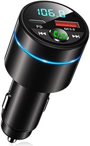 Transmisor FM Bluetooth Coche 5.3, Mohard Todo Metal PD 30W & QC3.0 18W Cargador Coche Rápido, Manos Libres Receptor Música Bluetooth Coche con Cancelación Ruido, con Anillo Luz & Música Alta Fidelida