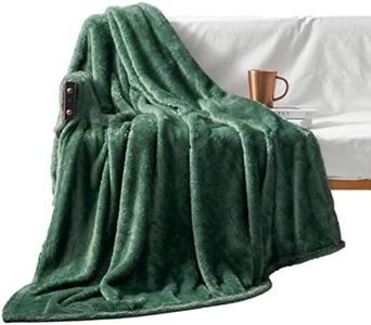 Exclusivo Mezcla Throw Size Fleece Throw Blanket, 127x178 CM Large Fuzzy Sofa Throws, Soft Velvet Plush Blanket for Sofa, Celadon Blanket