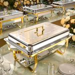 Chafing Dishes for Buffet 4 Pack, 9QT [No Fingers Cut] Roll Edge Designed Chafing Dish Buffet Set [Mirror-Like Polished Finish] Food Warmers for Parties, Birthday, Holiday Parties, Church Events, etc