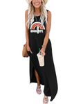 AUSELILY Maxi Dress for Women UK Casual Summer Long Dress Beach Cover-Ups Sun Dresses Women Sleeveless T Shirt Tank Dresses with Pockets