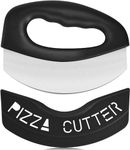 Urbanstrive Heavy Duty Stainless Steel Pizza Cutter with Cover, Super Sharp Blade Pizza Knife Pizza Cutter Rocker, Perfect Kitchen Gadgets for Pizza Cutting Home Essentials, Black