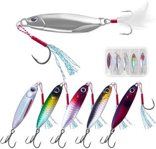 6Pcs Saltwater Fishing Lures with Box, Reflective Jigs Spoon Lure with Ultra-Sharp Treble Hooks, Ocean Salt Water Lures for Tuna, Salmon, Grouper, Snapper, Trolling & Jigging