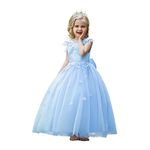 LOLANTA Flower Girl Dresses for Weddings,Kids Prom Party Tulle Dresses,Girls Occasion Wear Pink/White/Blue(10-11 Years,Blue,Tag 150)