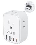 US to UK Ireland Travel Plug Adapter, LENCENT Grounded Type G Outlet Adaptor with 4 USB Charger(2 USB C), 4 Outlets Converter for USA to Dubai Scotland British London England Hong Kong Irish Qatar