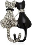 PammyJ Crystal Cat Jewelry - Elegant Black & White Feline Accessory for Cat Lovers…, Glass