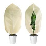 2Packs Winter Plant Frost Protection Covers, 100x80CM Garden Fleece Frost Protection for Plants with Zipper Drawstring, Rip Resistant Garden Plant Warming Fleece Jacket