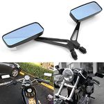 DREAMIZER 8mm 10mm Black Motorcycle Rectangle Rearview Handlebar Wing Mirror for Bobber Cruiser Choppers Touring ATV Sport Bike