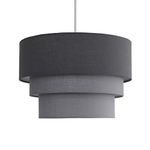 Beautiful Round Modern 3 Tier Grey Fabric Ceiling Designer Pendant Lamp Light Shade