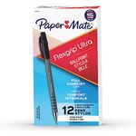 Paper Mate FlexGrip Ultra Ballpoint Pens, Fine Point (0.8mm), Black, 12 Count