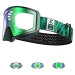 KAPVOE Photochromic ski goggles Magnetic lens, Anti-fog, UV400 protection, Suitable for men, women and teenagers Compatible with helmets Ideal for skiing snowboarding skating 08